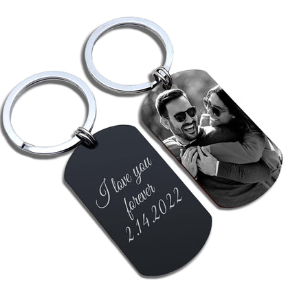 Custom Keychain, Personalized Photo, Laser-Printed Text & Image - Ideal for Christmas, Valentine's Day, Birthday, Father's Day, Anniversary, and Safe Driving Reminders - Perfect Couple Memorial Gifts