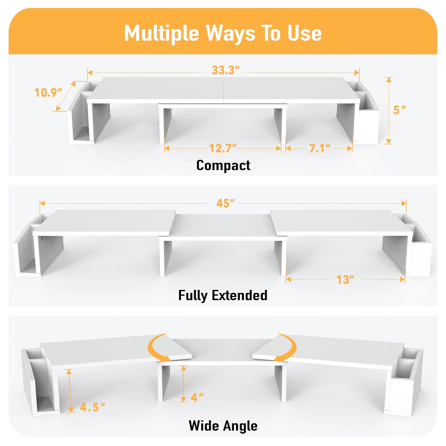 Simple Houseware Desk Dual Monitor Stand Riser with Drawer, White