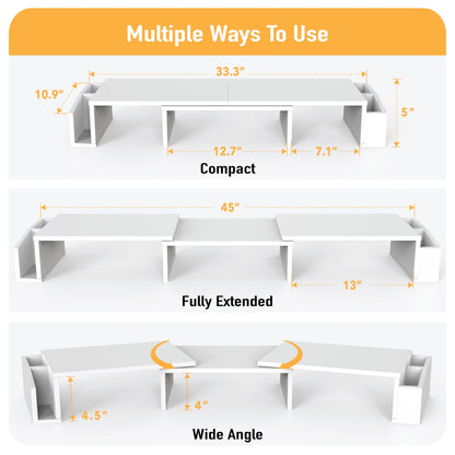 Simple Houseware Desk Dual Monitor Stand Riser with Drawer, White