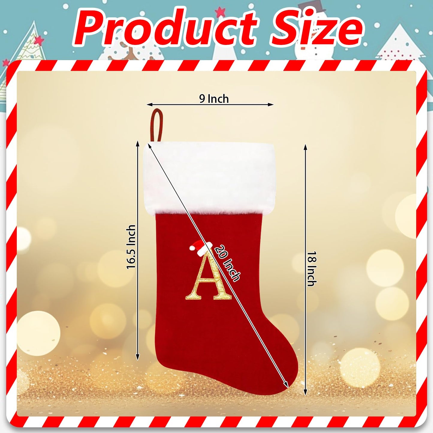 Eoocan 20 Inches Monogram Christmas Stockings Wine Red Velvet with White Super Soft Plush Cuff Embroidered Xmas Stockings Classic Personalized Stocking Decorations for Family Holiday Season Decor(Dad)