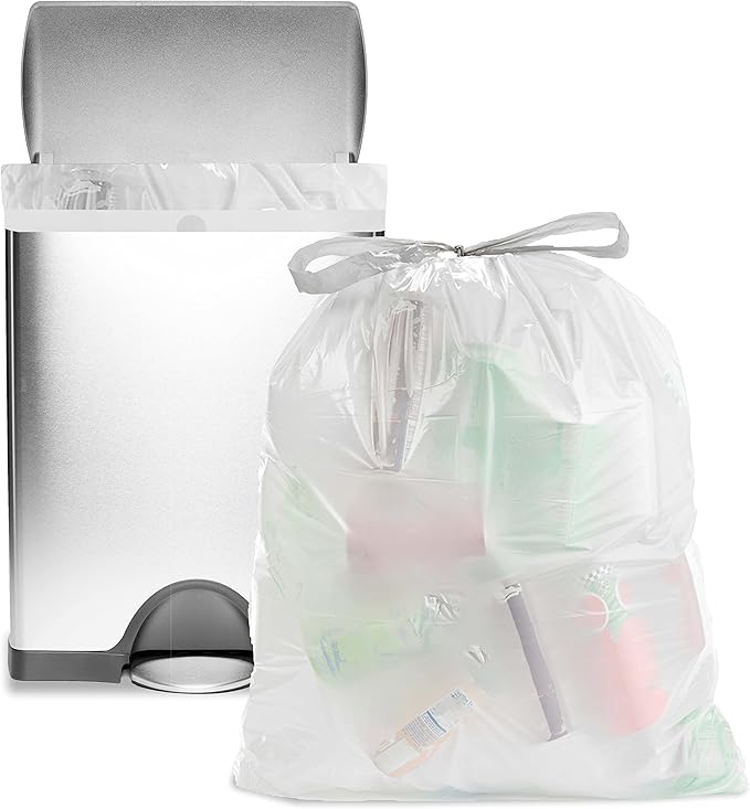 Ultrasac 18 Gallon 2.0 MIL White Drawstring Trash Bags