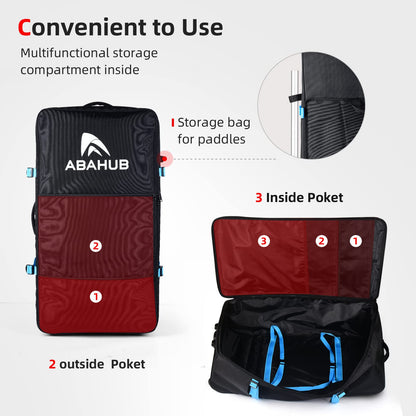 Abahub Premium iSUP Bag with Wheels, Travel Carrying Backpack for Inflatable Stand Up Paddleboards, Paddle Board Accessories(With Wheel)