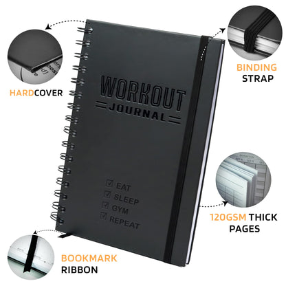 Nextnoid Hardcover Fitness Journal Workout Planner for Men & Women - A5(5.7" x 8.3") Sturdy Workout Log Book to Track Gym & Home Workouts