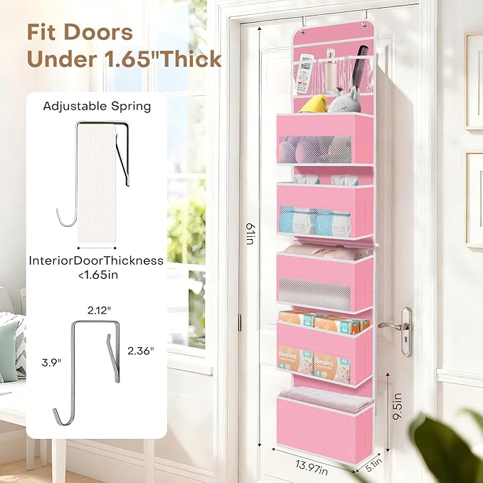 SpaceWhisper Over the Door Organizer, 6 Large Pocket Hanging Storage Organizer