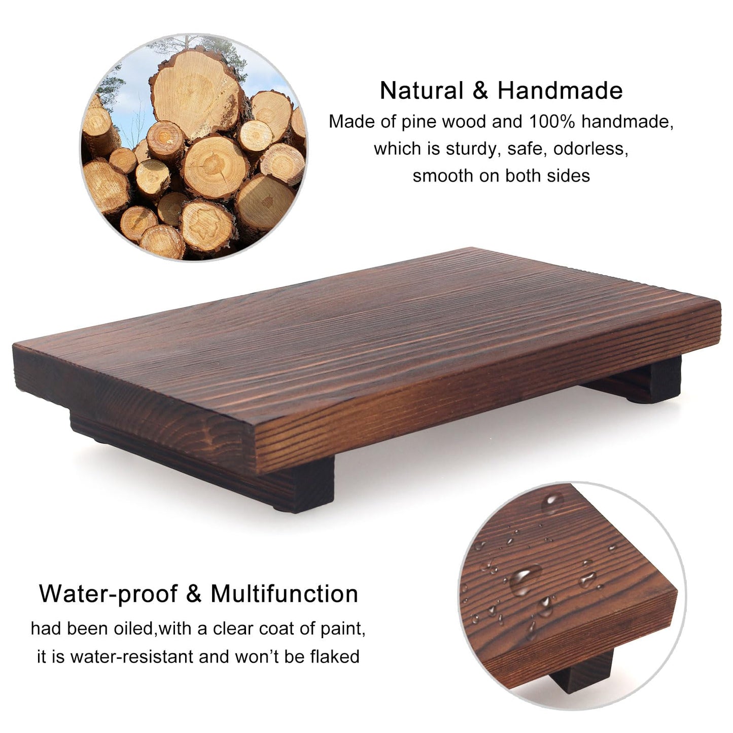 Farmhouse Bathroom Tray Organizer Wooden Riser Stand Wood Trays for Kitchen Counter Decor Pedestal Dish Soap Dispenser Holder Kitchen Sink Tray Modern Bathroom Vanity Accessories Decorative Trays