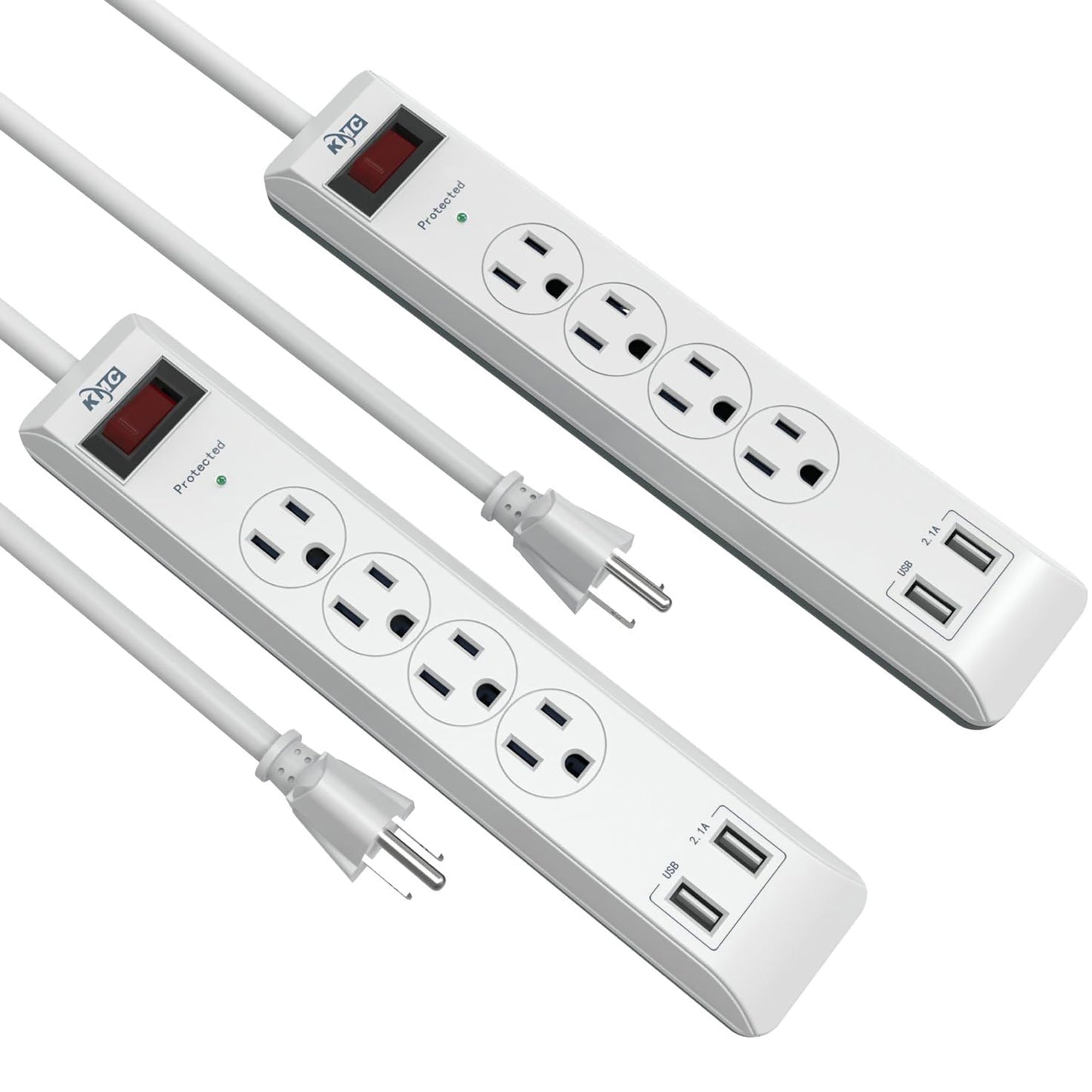 4-Outlet Surge Protector Power Strip (2 Pack)