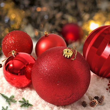 Benjia Extra Large Size Outdoor Christmas Ornaments, Oversized Huge Big Shatterproof Xmas Christmas Plastic Balls for Outside Lawn Yard Tree Hanging Decorations (6"/150mm, Red, 6 Packs)