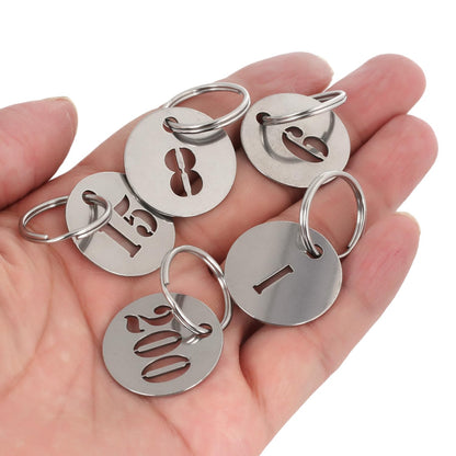 NumRealm Number Key Tags with Rings, 1" 304 Stainless Steel Key ID Tags, Metal Number Labels - 1 to 10