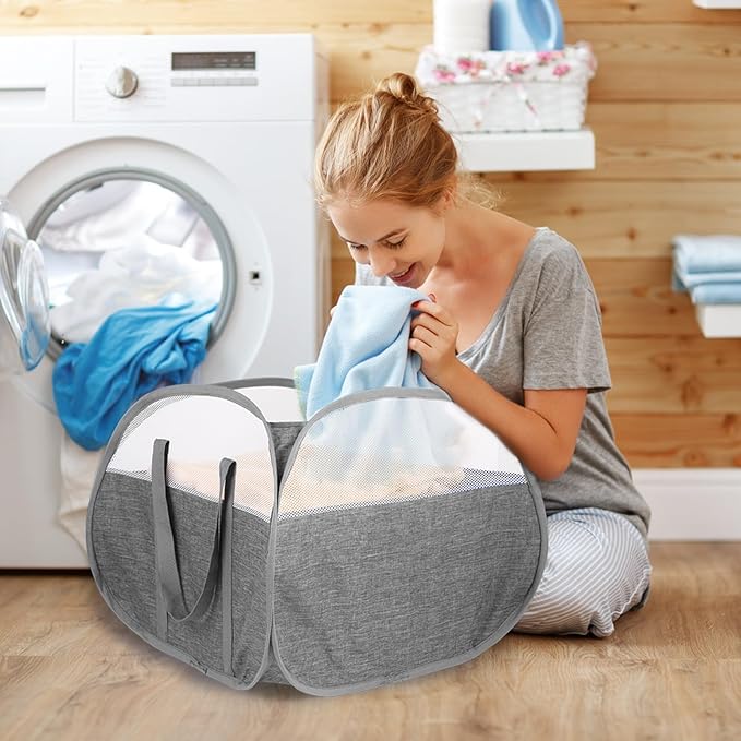 Collapsible Laundry Baskets, 90L Large Foldable Laundry Basket, Tear-proof Pop