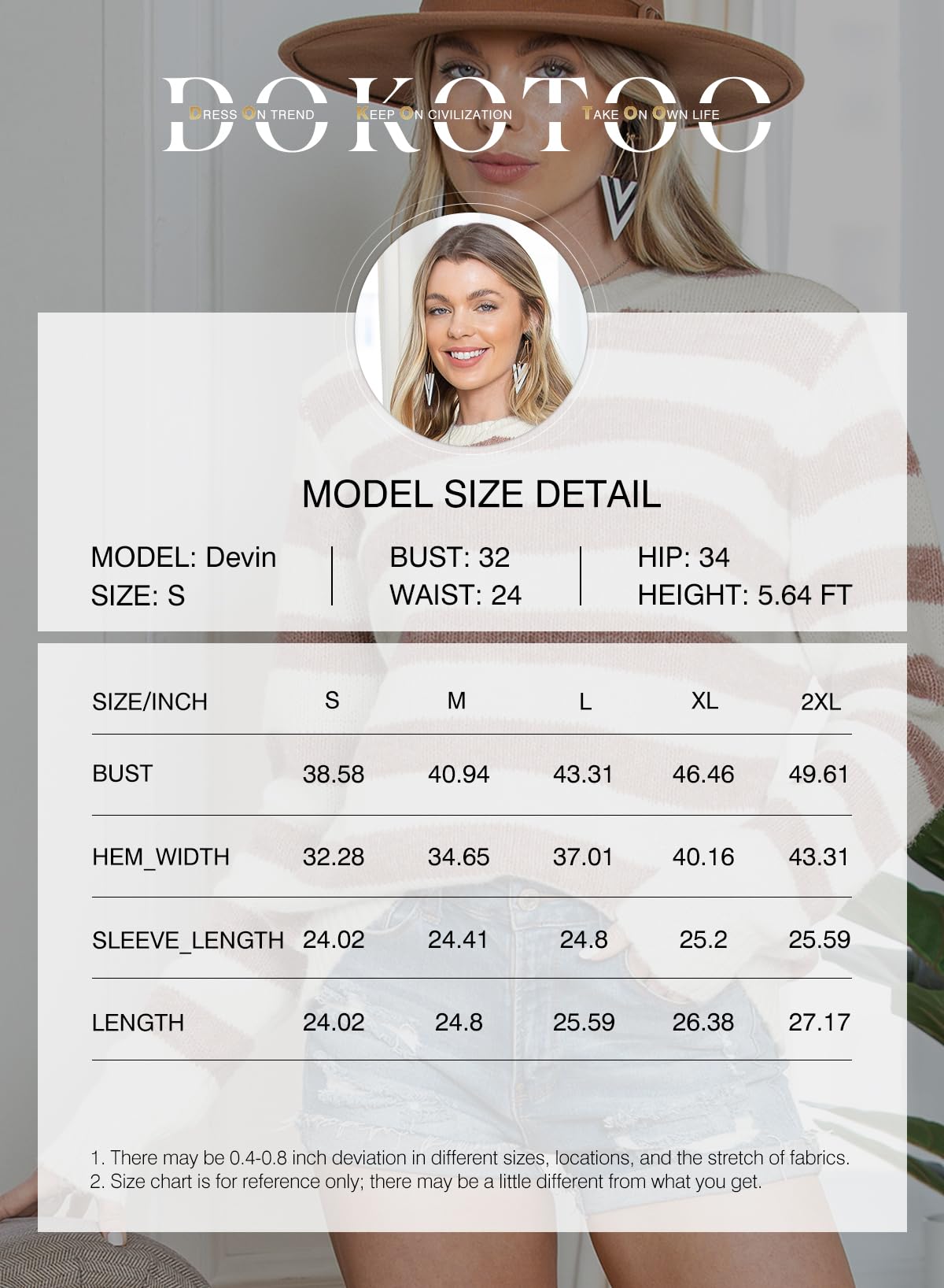 Dokotoo Sweaters for Women 2025 Crewneck Striped Cute Color Block Fall Winter Knitted Pullover Tops