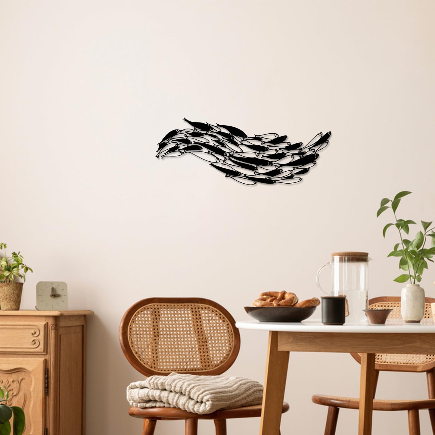 Rajukit Metal Fish Wall Art,School of Fish Sculpture Set, Rust-Resistant Coastal Decor for Bathroom, Ocean-Themed Spaces