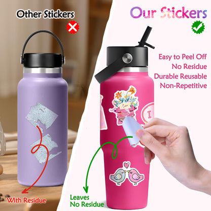 100pcs Pink I Love You Stickers, Waterproof Holographic Glitter Romantic Vinyl Decal,Valentine's Day,Birthday for Water Bottle, Laptop,Kindles, DIY,Book,Phone, Gifts for Girls,Kids, Teens,Adults