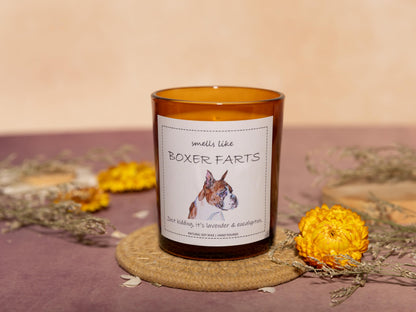 Boxer Dog Gifts & Decor, Boxer Dog Gifts for Women, Smells Like Boxer Farts Candle - Lavender & Eucalyptus, Crafted by Natural Soy Wax & Natural Essential Oils