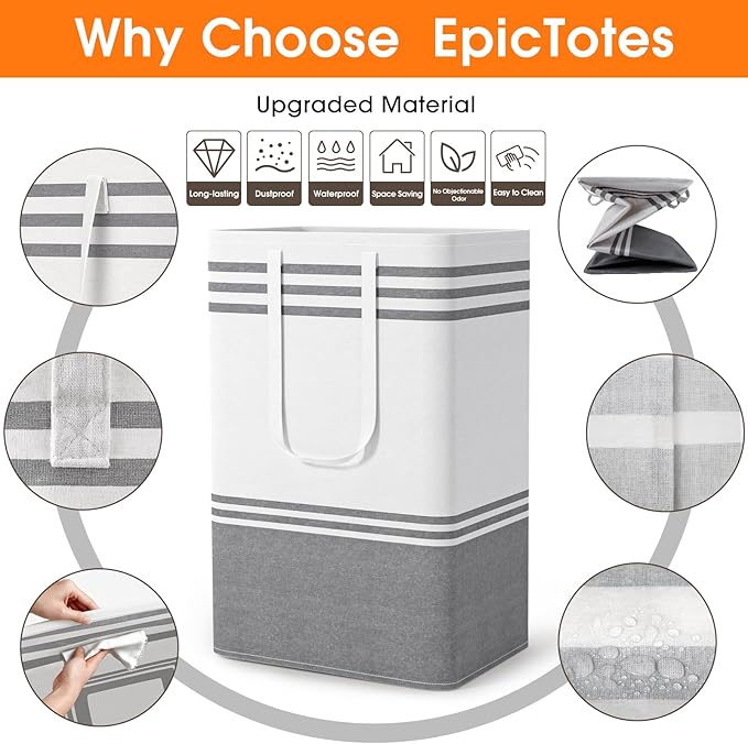 3 Pack Large Laundry Baskets, Laundry Hampers, Freestanding Waterproof