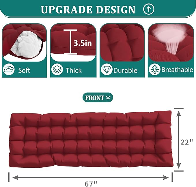 UDPATIO Oversized Zero Gravity Chair Set of 2, 29In XL Patio Reclining Chair with Cushion, Outdoor Folding Recliner with Pillows|Cup Holder|Foot Rest|Padded Headrest, Burgundy, Support 500LB