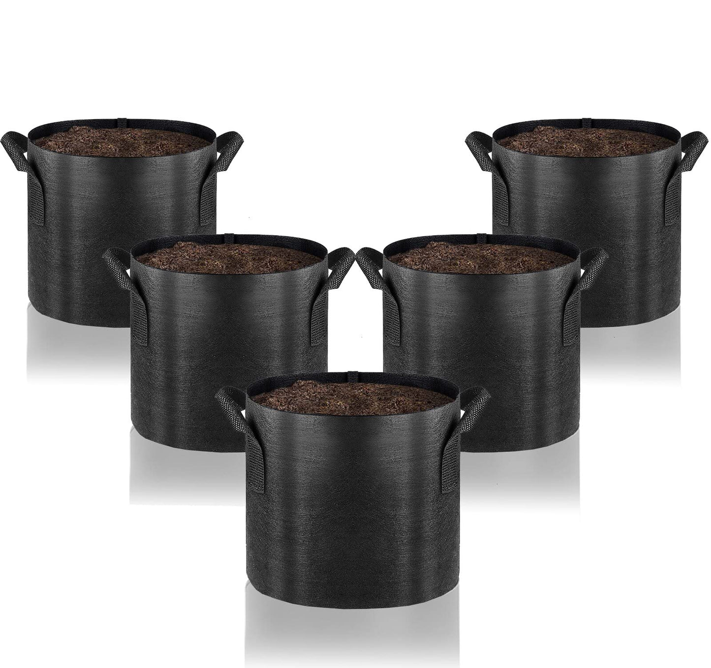 Gardenera Premium Aeration Planters - 15 Gallon - 5 Pack of Thickened Fabric Grow Bags with Handles, Ideal for Growing Vegetables, Fruits, and Herbs