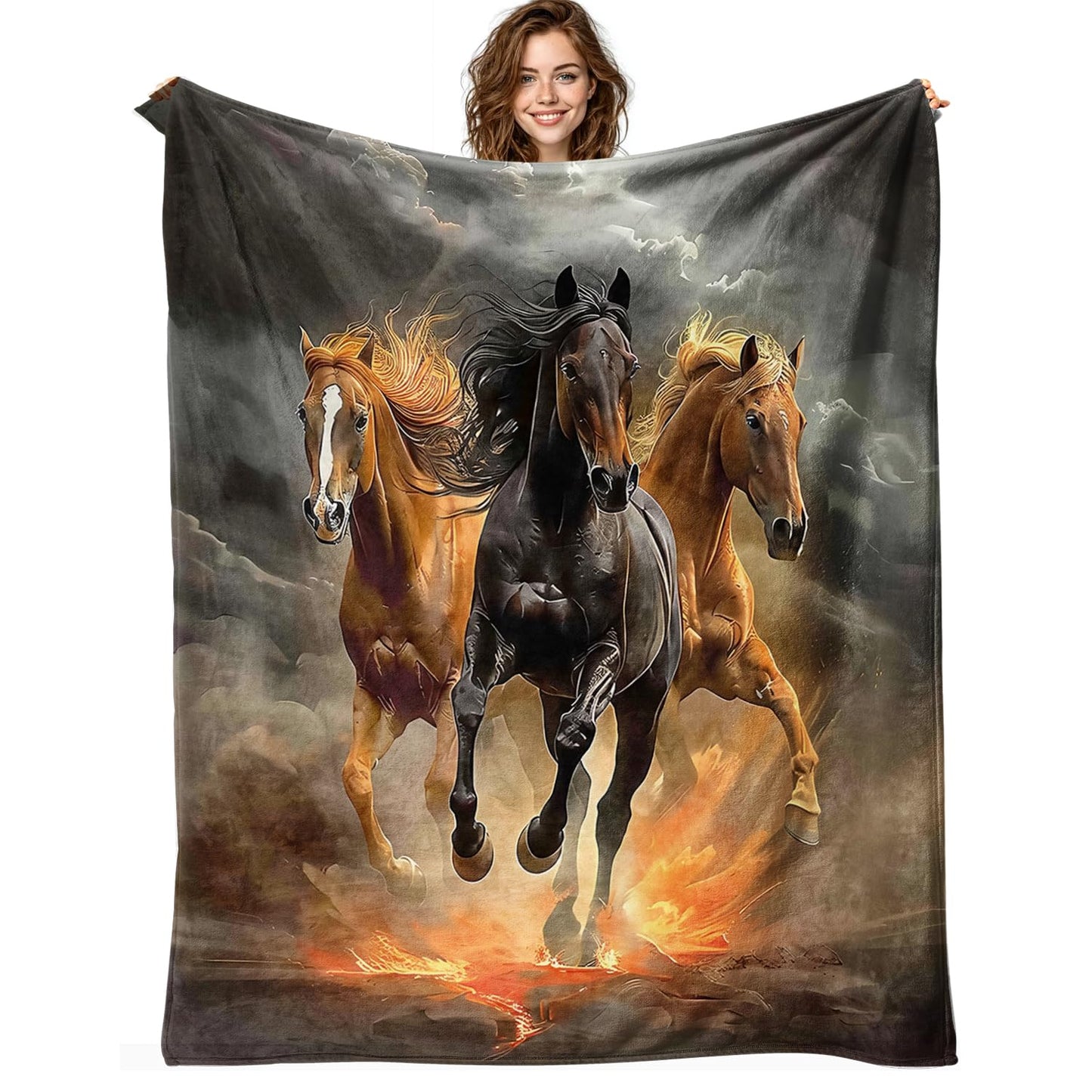 Horse Blanket Horse Throw Blanket Super Soft Plush Flannel Fleece Bedding Gifts for Boys Girls Men Women Lovers Adults Stuff for Couch Sofa Bed Room Decor 40"X50"
