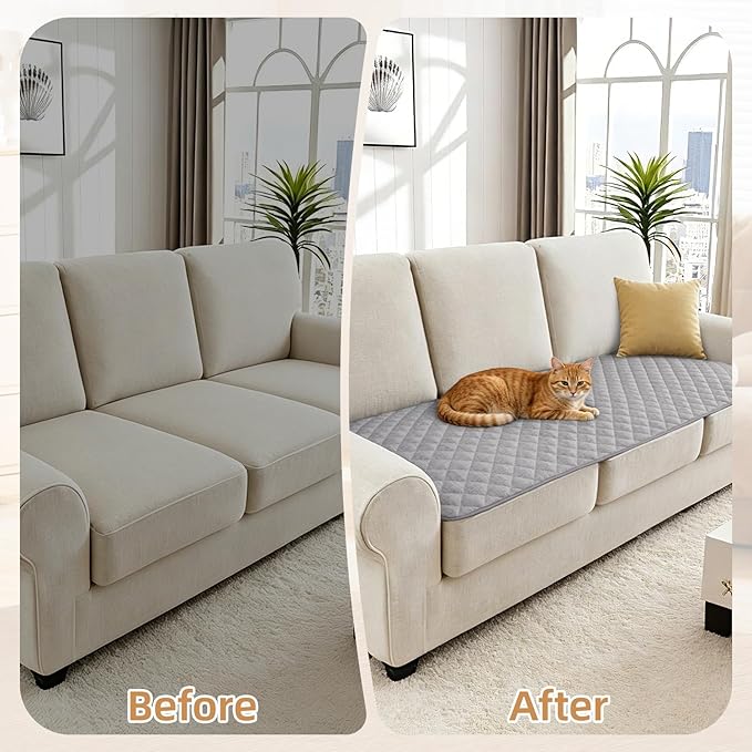 Dog Couch Cover for Sofa 100% Waterproof Faux Linen Sofa Covers for 3 Cushion