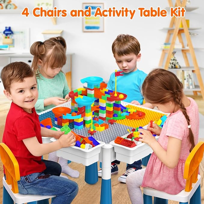 arscniek Toddlers Activity Table 7 in 1 Kids Activity Tables and 4 Chairs