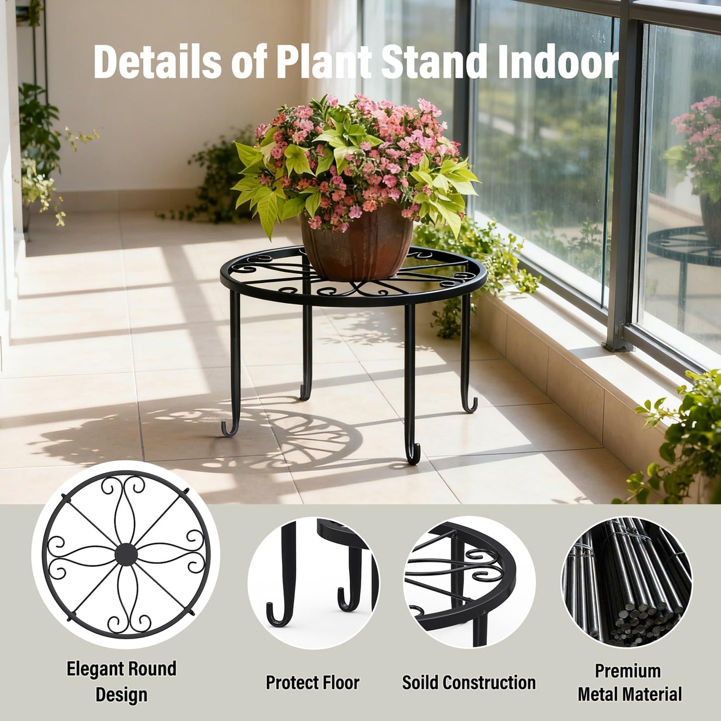 ORNQZ ANXI 7 Pack Metal Plant Stands, Anti-Rust Plant Holder Outdoor Flower Pot Stands, Indoor Plant Stands for Patio, Heavy Duty Plant Shelf Multiple Plant Display for Home, Garden