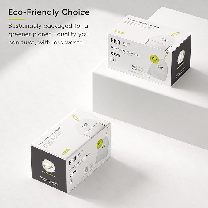 EKO 12.9 Gallon / 45-49 Liter, Extra-Strong Unscented Garbage Bags,
