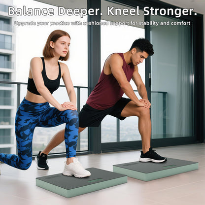 WUWAN Yoga kneeling mat, 1.5inch Thick,Knee Push-ups, Plank Support & Yoga Elbows/Knees Mat Provides Cushion for Kneeling & Elbows (Green with leather front)