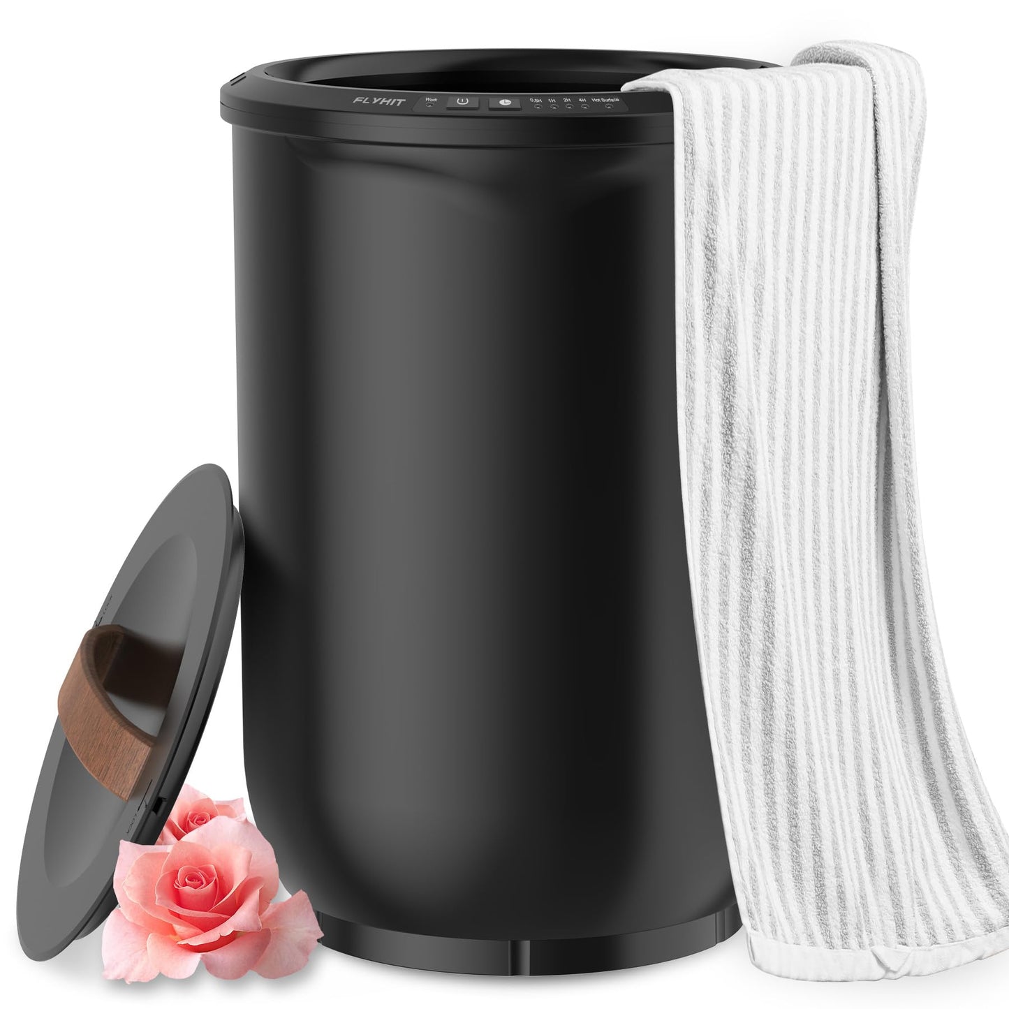 Large Towel Warmer for Bathroom - Heated Towel Warmers Bucket, Wood Handle, Auto Shut Off, Fits Up to Two 40"X70" Oversized Towels, Bathrobes, Blankets, Best Ideal for Mother's Gifts