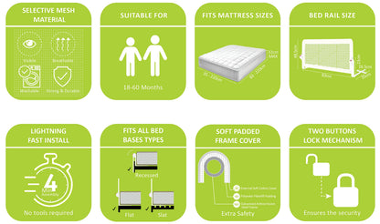 Littles Bed Guard Rail for Toddler, Child & Baby. Fits Single, Double Up to King Size Beds, White, 83 cm x 48.5 cm