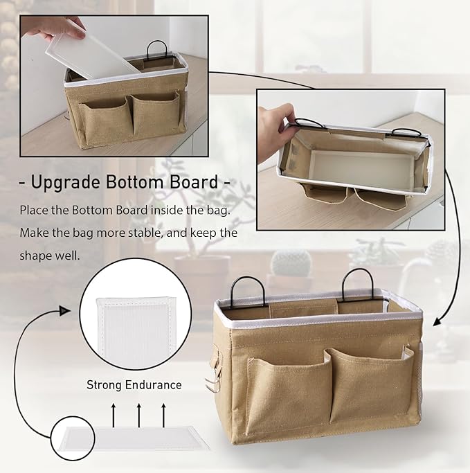 2pcs Middle Wall Hanging Organizer Bag, Linen Fabric Door Hanging Storage Basket
