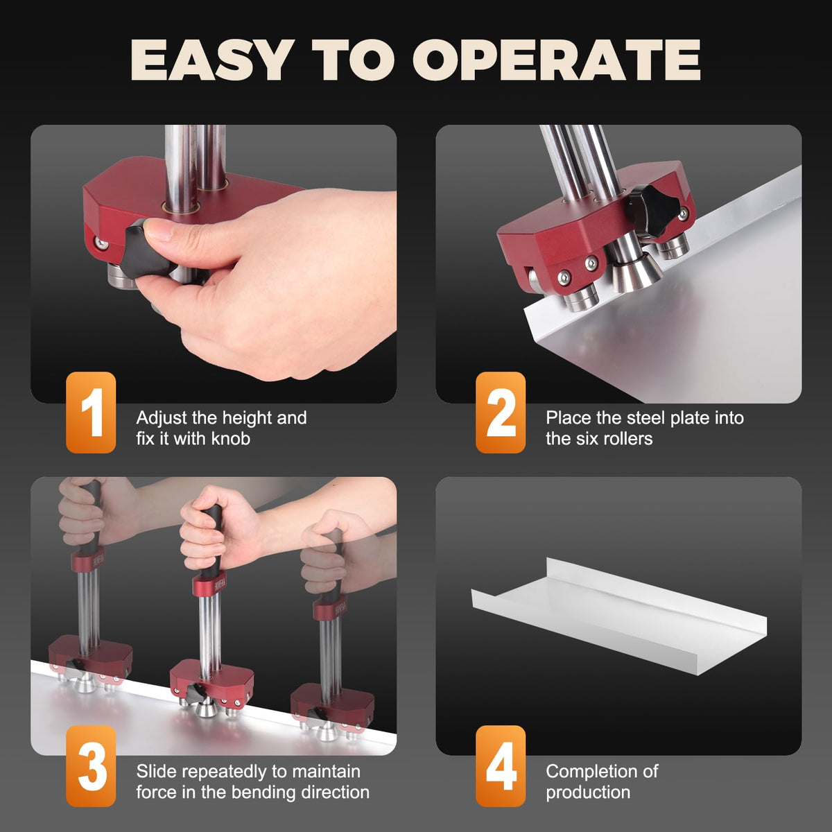Sheet Metal Bender, Edge Roller Bender for Standing Seam Roofing Tools at 0-90° Angle, Large Sheet Metal Roller and Bending Tool
