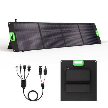 200W Portable Solar Panel Charger with 4 Kickstands, IP65 Waterproof Foldable Solar Charger Kit with DC XT60 & Anderson Outputs for Power Stations, Outdoor RV Camping, and Emergency Blackout