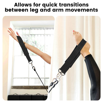 2PCS Pilates Double Loop Strap for Reformer Fitness D-Ring Straps Handle, Yoga Pilates Equipmen D-Ring Exercise Strap for Gym Workout Home (Black)