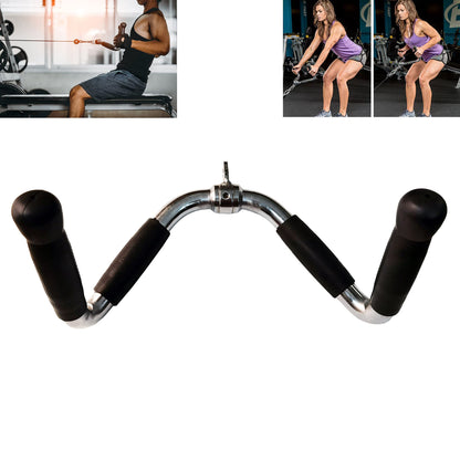 yuhqc Lat Cable Machine Attachment Curl Pulldown Barbell Revolving Bar, Multi-Exerciser Cable Attachment, Solid Steel Tricep Press Down Bar with Rubber Handgrips & Revolving Hanger(M)