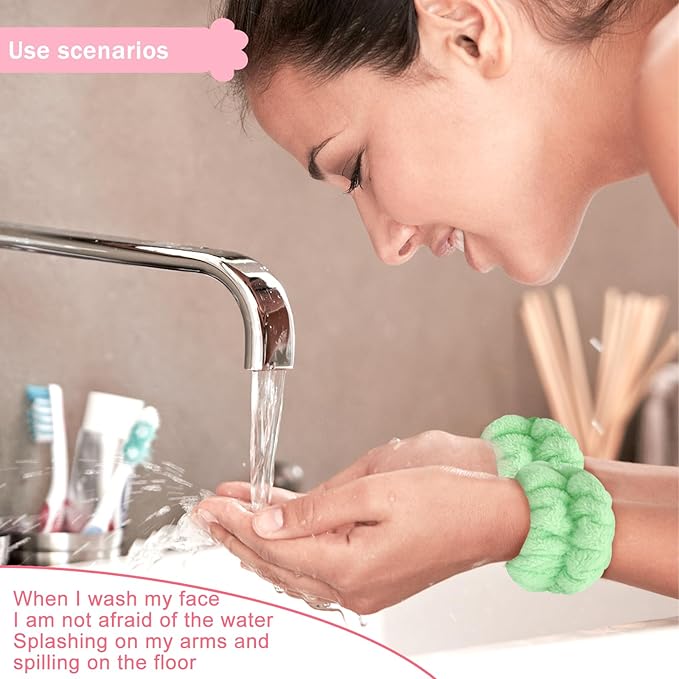 8pcs Wrist Bands for Washing Face, Absorbent Face Washing Wristbands,