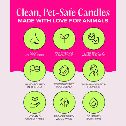 Companion Candles I Love You, I Love You! Pet-Friendly Scented Candle – Sandalwood & Amber Fragrance - Coconut Soy Wax Candle with Wooden Wick, Approx. 50-Hour Burn Time, Made in USA, 11.8 oz