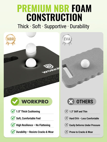 WORKPRO Extra Thick Kneeling Pad, Soft NBR Foam Cushioning for Knee, Large Foam Kneeler Mat for Gardening, Bathing Baby, Exercise, Workout Supplies, 17.5 x 11 x 1.5 in, Black