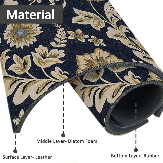15" X 5.5" Kitchen Sink Splash Guard Faucet Mat Floral Flower Super Absorbent