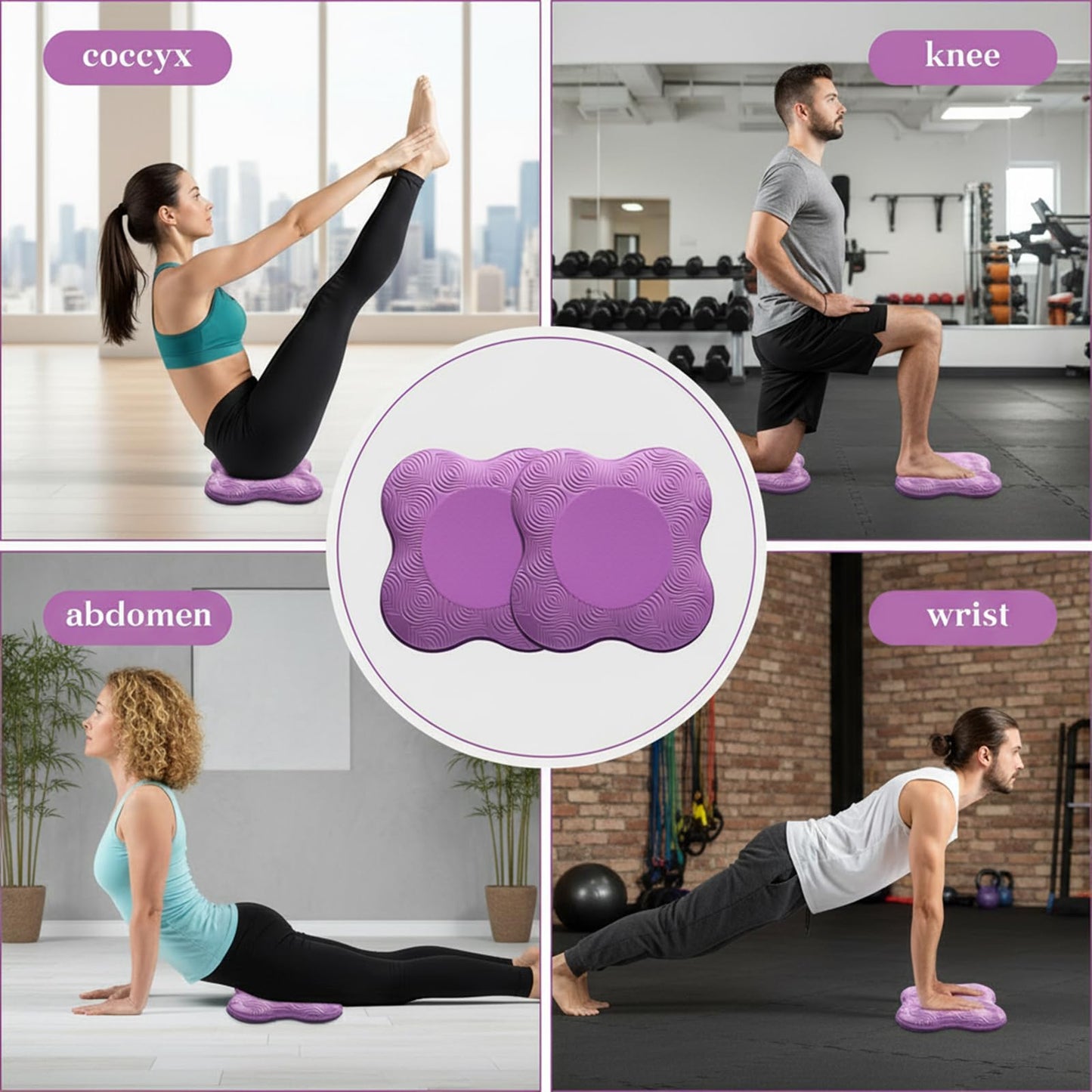 2 Pack Yoga Knee Pads Elbow Cushions Extra Thick Knee Cushion Soft Pilates Kneeling Pad Exercise Yoga Supplies for Women and Men Hands Elbows Wrists Floor Workout Support Pads Essentials