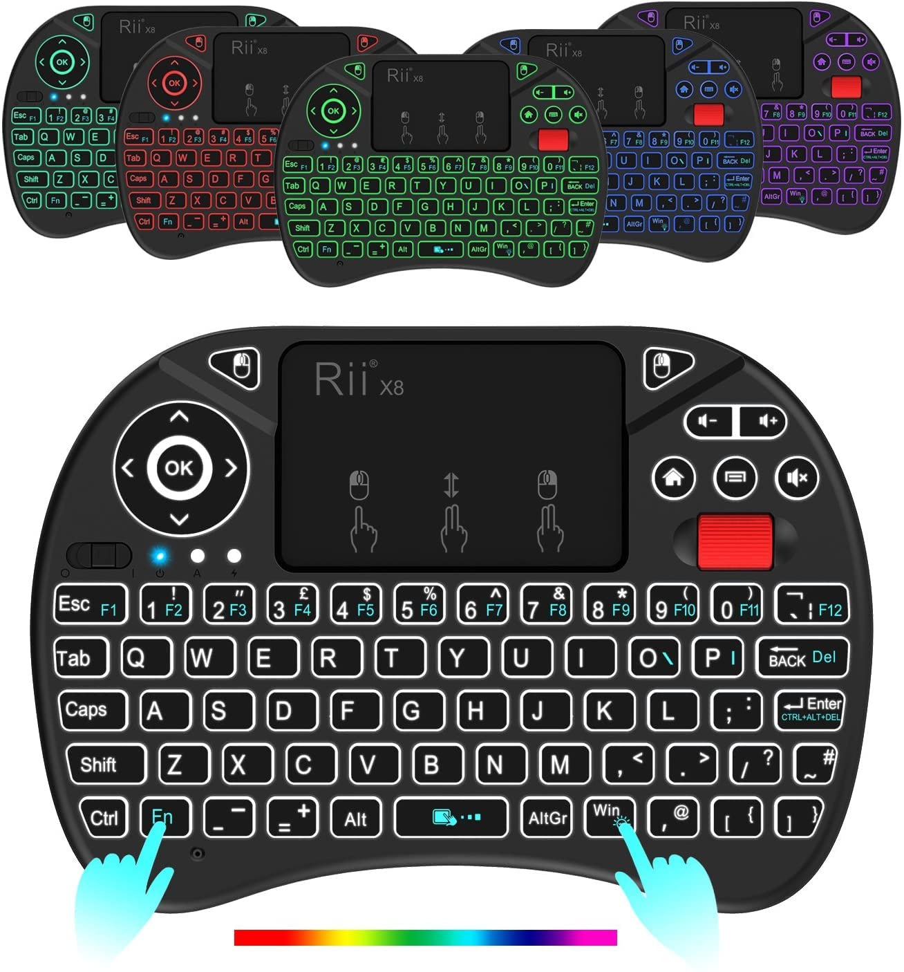 Mini Wireless Multi-media Keyboard Touch Pad Mouse Combo With Scroll Button/Handheld Remote/LED Backlit/Rechargeable For PC/Laptop/Smart TV/Raspberry Pi/KODI//Android TV Box/HTPC/Windows