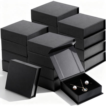 Xaajooio 20 Pcs Black Small Jewelry Gift Boxes with Cotton Filled and Lids, 3.54 x 1.18 Inches, for Necklace Earring Ring Storage Display and Gift Packaging