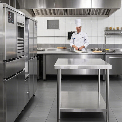 HXCFYP 36 x 24 Inches Stainless Steel Table for Prep & Work with Backsplash and Knife Block for Restaurant, Home and Hotel