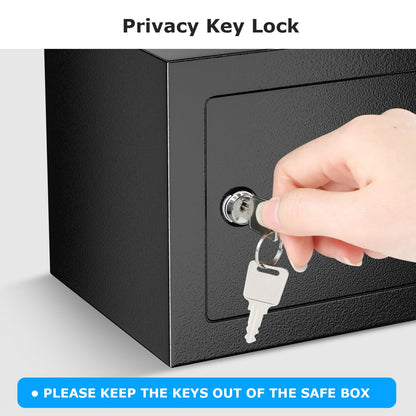 Bonsaii Safe Box with Key Lock, Steel Security Lock Box, 0.23 Cubic Feet, 9.06" W x 6.69" D x 6.69" H, Small Hidden Safe for Cash Jewelry