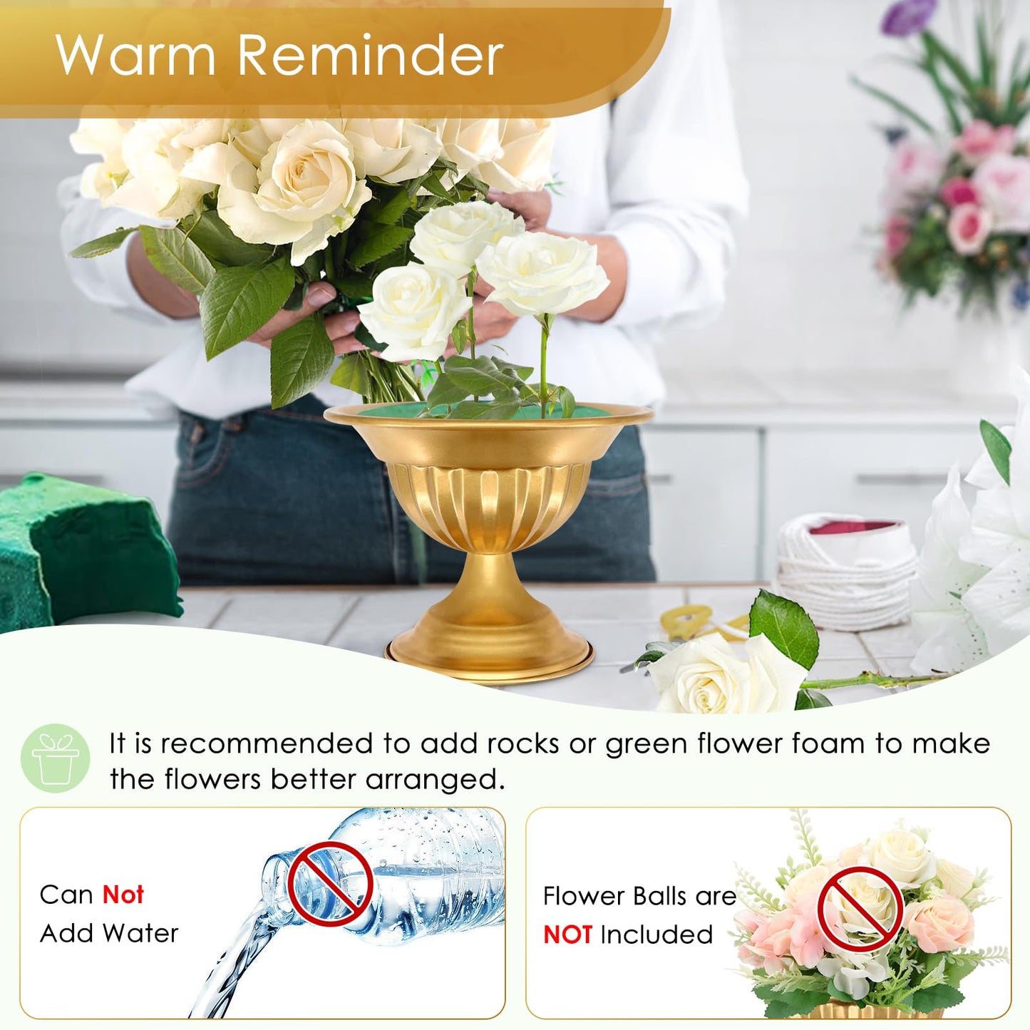 AZXTOPSEZ Gold Flower Vases for Centerpieces: Wedding Compote Bowl 5.1 Inch Small Urn Vase Metal Pedestal Vase for Table Party Event Set of 10