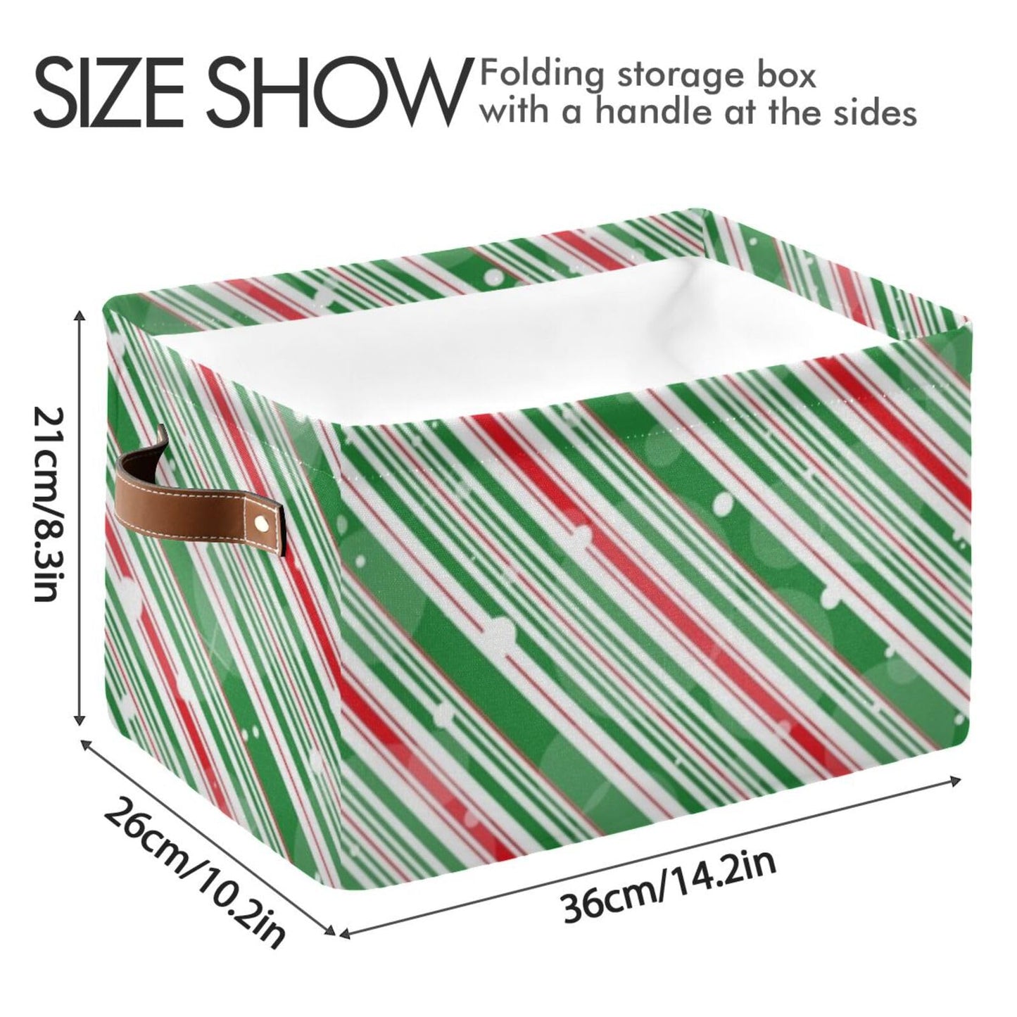 ZAZYXTJ Christmas Storage Basket for Shelves Foldable Open Storage Bin Waterproof PE Coating Closet Organizer with Handles for Home Office Nursery Kids Shelves Desks