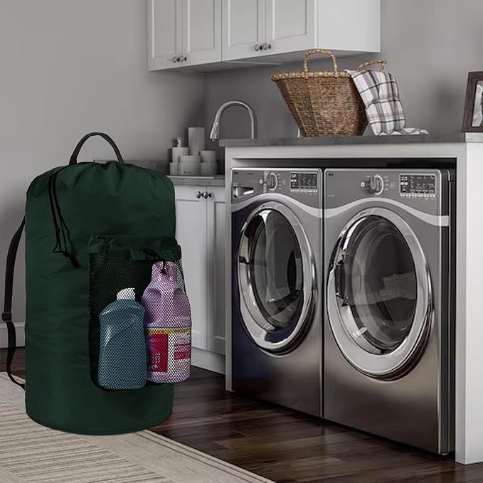 Laundry Bag with Shoulder Straps and Mesh Pocket Laundry Backpack Large