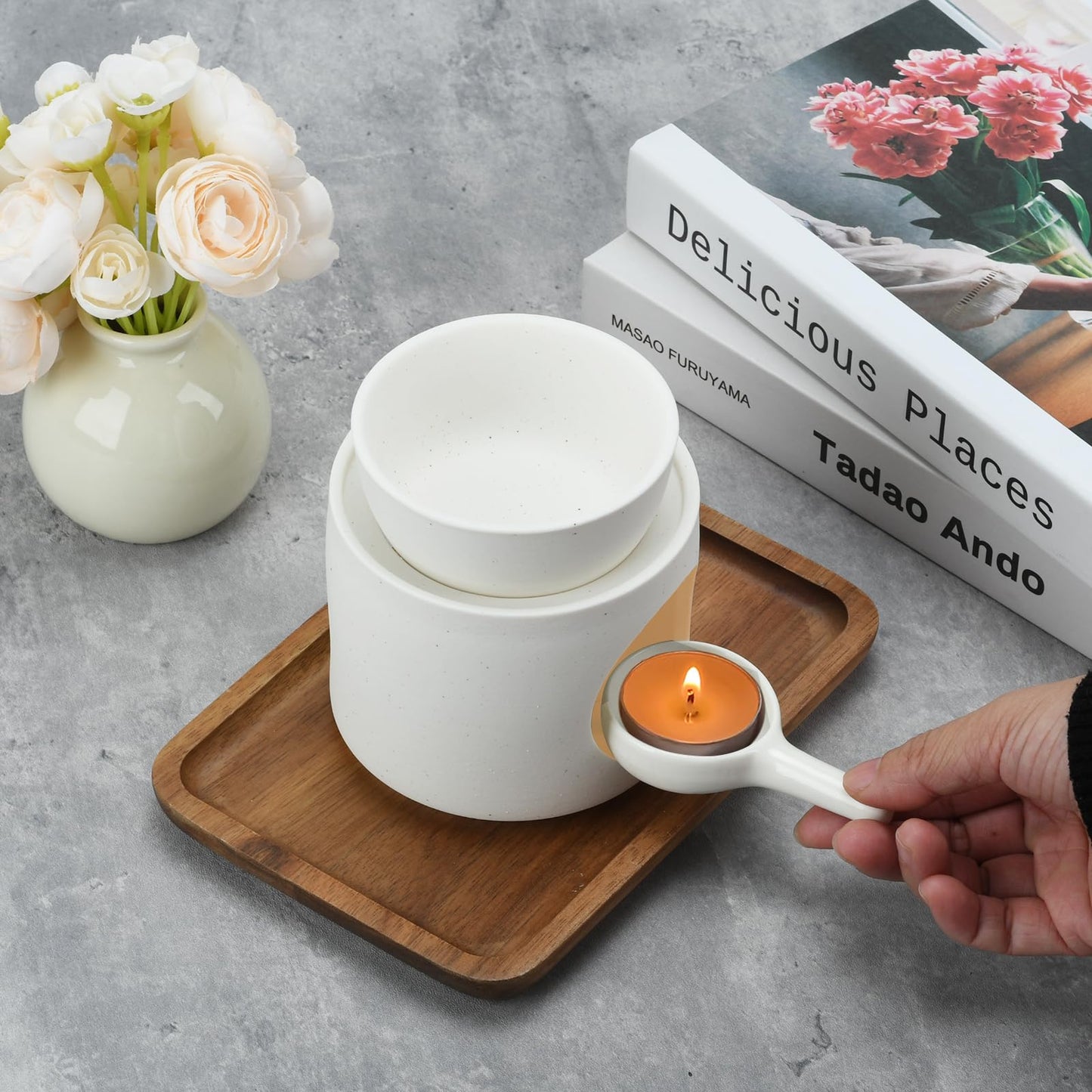 BYZCYSG White Burner, Ceramic Tealight Warmer, Scented Oil Diffuser, White Ceramic Tea Light Candle Holder
