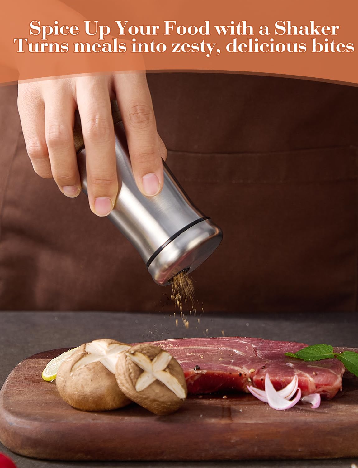 Salt and Pepper Shakers 2pcs with Adjustable Pour Holes Stainless Steel Salt Shaker and Pepper Shaker