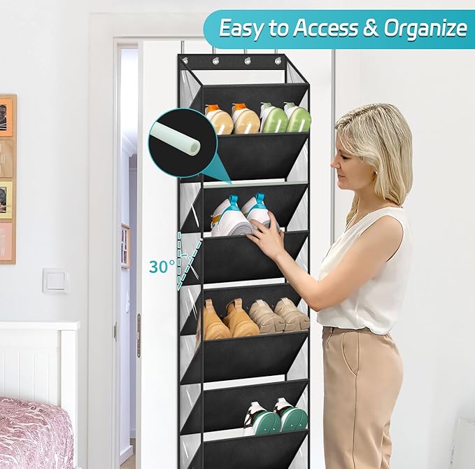 AOODA 10 Tier Clear Over the Door Shoe Organizer Storage, Deep Pockets Large