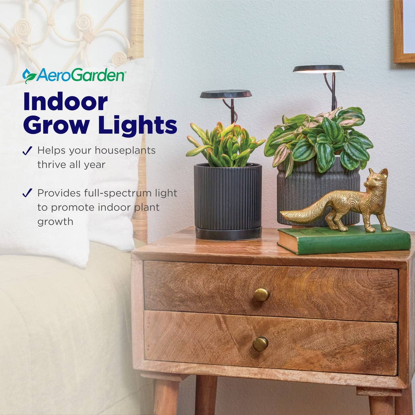 AeroGarden Stem Grow Light for Indoor Plants, Grow Live Plants Anywhere in the Home, Adjustable Light Modes, Black