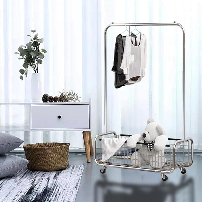 Garment Rack With Storage Baskets, Clothing Rack